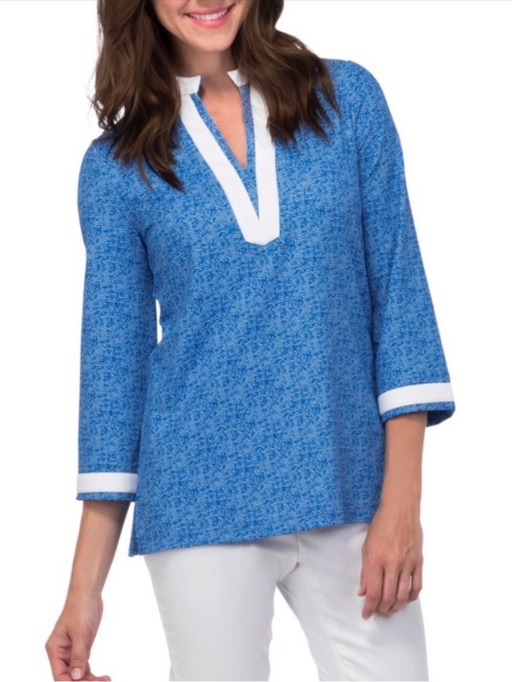 Peter Millar ‘Lisa’ Tunic Top Herringbone Pattern Size XS UPF Extra Small